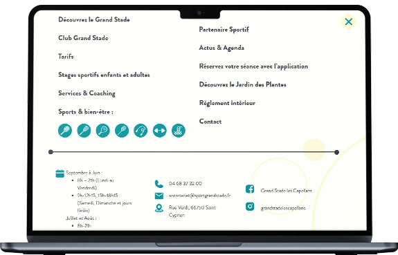 Menu popup Grand Stade